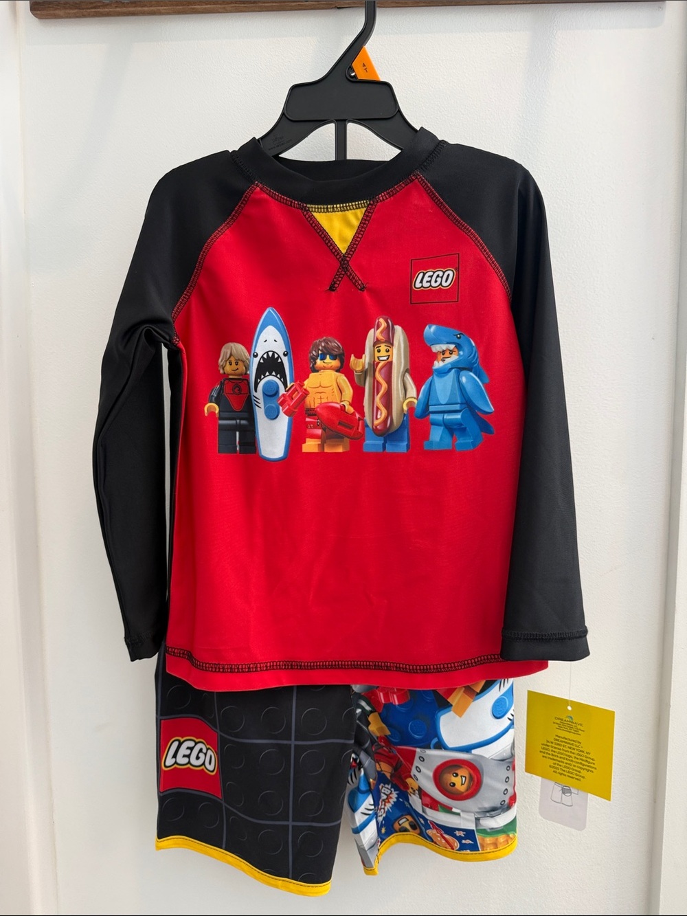 NEW🌟💦 Lego Rashguard and Swim Short Set with Minifigure Print